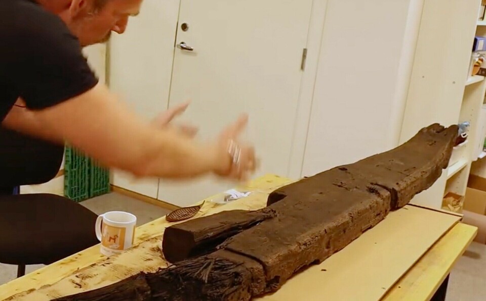 Archaeologist Håvard Hegdal noticed that something was different about this ship part.