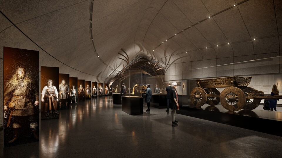 This is how the exhibition will look in the new museum. You can glimpse the sleds at the back of the room.